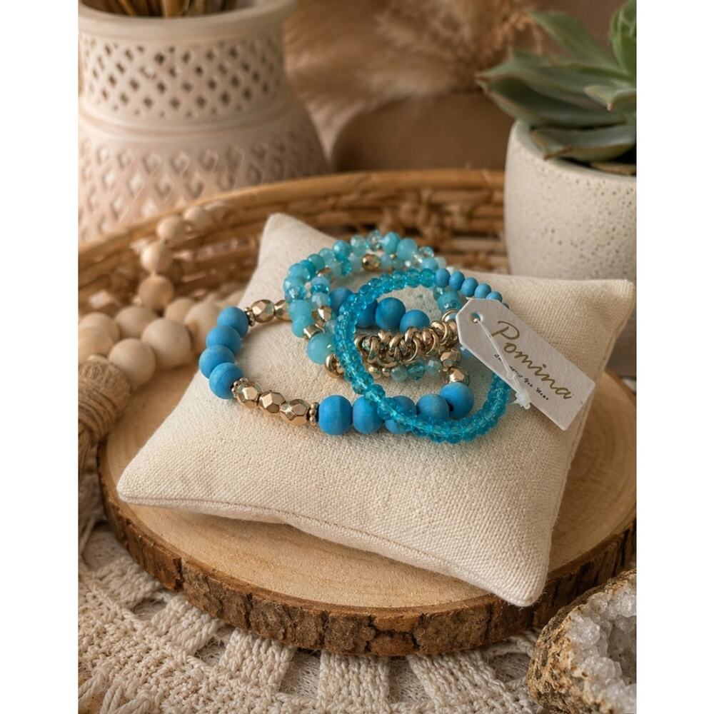 Pomina Blue Beaded Bracelet Stack New